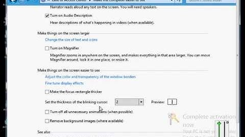 How to change the thickness of the blinking cursor in Microsoft Windows Server 2012
