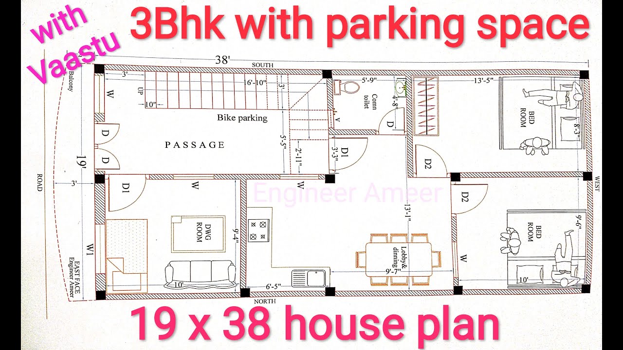 19 X 38 House Plan VAASTU 3bhk II 19 X 38 Ghar Ka Naksha II 722 Sqft 19-x-38-house-plan-vaastu-3bhk-ii-19-x-38-ghar-ka-naksha-ii-722-sqft