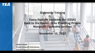 Back to the Basics - LEAs Providing Private Nonprofit Equitable Services