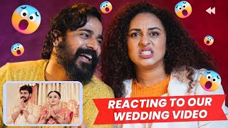 Reacting To Our Wedding Videos | Pearle Maaney | Srinish Aravind