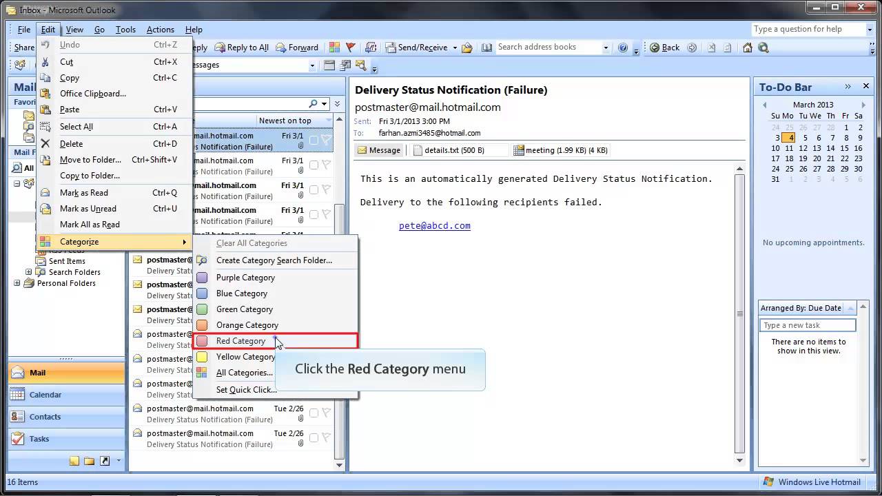 Ms outlook 2007 how to categorize email messages by colors demo YouTube