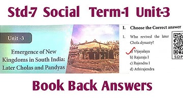 7th Std Social Term 1 Unit 3 Book Back Answers | Emergence of new kingdoms in South India class 7