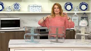 Cella S/2 Stackable Organizing Bins w/ Divider Lids & Handles on QVC