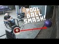 Pool Ball Smash Part 2!! (BROKE THE FENCE)