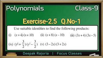 Polynomials Class - 9th Maths, Ex 2.5 Q1 | Use suitable identities to find the following products