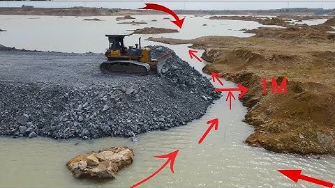 Good activities to build new roads skill operator Driving bulldozer push stone with wheel 12 Truck