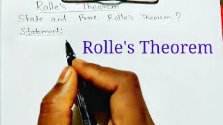 State and Prove Rolle's theorem | Real Analysis