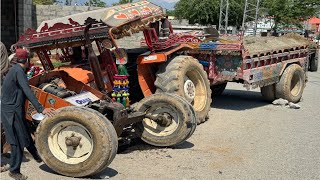 Due to brake failure, the tractor fell into the drain and the tractor broke into two parts