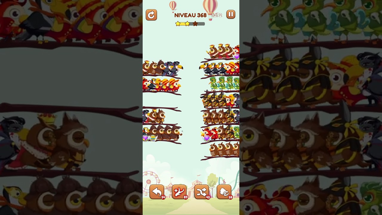 bird sort 2 color puzzle solution niveau 368 