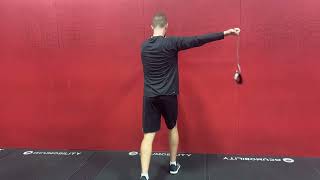 Wall Press Banded Horizontal Abduction Split Stance