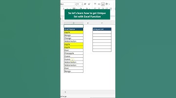 Extract Unique List Using Excel UNIQUE Function