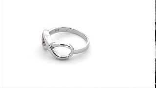 Sterling Silver Infinity Ring w/ Rose Gold Heart