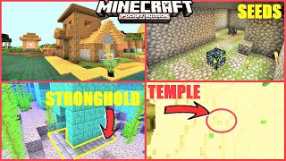 Minecraft PE TOP 5 BEST SEEDS - Witch Hut INSIDE Village, Monument ABOVE Stronghold & More | 1.14