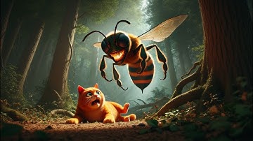 The chase of the cat escaping from the wild bees. 🐱🐝