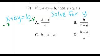 Problem 19 of Math 1 EOC Review Packet 1