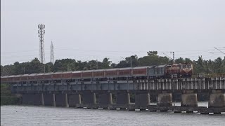 Thiruvananthapuram Rajdhani express crossing second longest railway bridge in Kerala