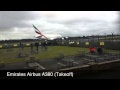 Emirates airbus a380 takeoff at manchester airport