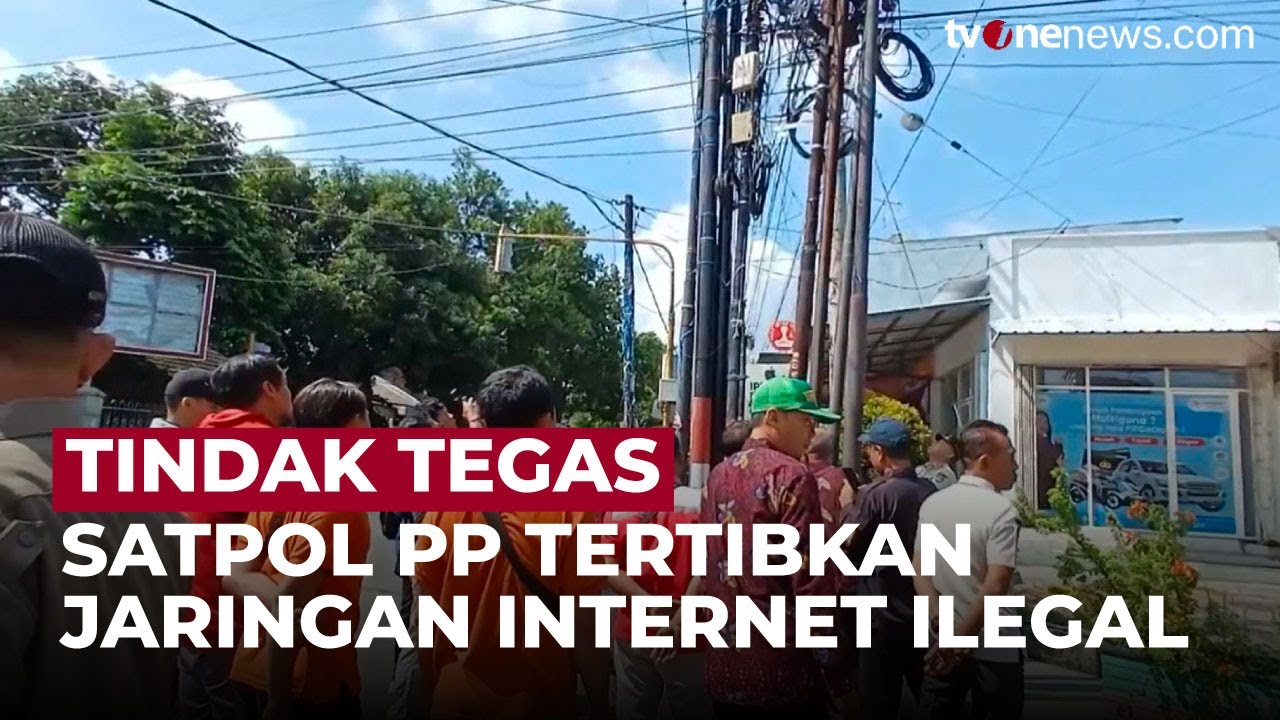 Peringatan Keras! Satpol PP Nganjuk Copot Kabel dan Robohkan Tiang Internet Ilegal | OneNews Update