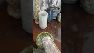 POT BUNGA KAYU JATI MOTIF KRAMIK