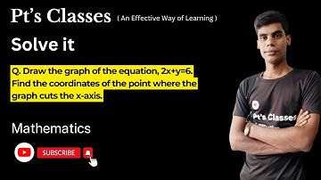 ‎@ptsclasses  Q. Draw the graph of the equation, 2x+y=6. Find the coordinates where the graph cuts.