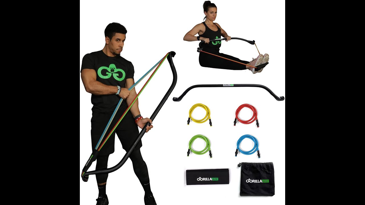 Original Gorilla Bow Portable Home Gym Resistance Bands and Bar System for Travel, Fitness.