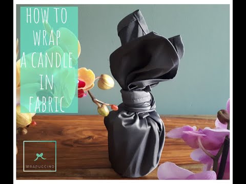 How to Wrap a Candle Using Fabric - Easy Furoshiki Guide - Eco Gift Wrapping a Perfume/ Candle