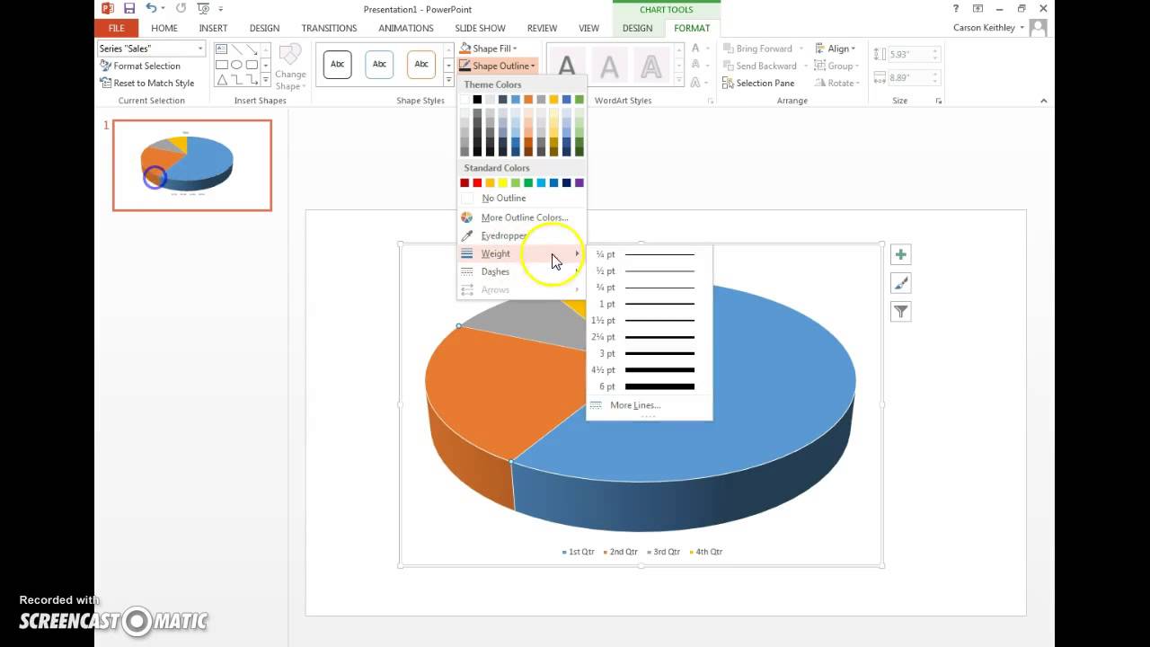 how to change chart outline in PPT YouTube