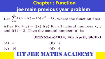 FUNCTION JEE MAIN 2019 9 APRIL SHIFT 1 BY RS SIR | CHAPTER WISE SOLUTION