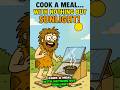 Caveman Builds Solar Oven From Junk! (Cooks a Meal With Sunlight) #shorts