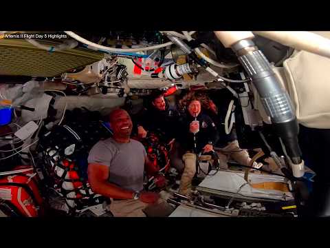 Video Artemis 2 Crew Member's Day-5 in Orion Spacecraft Flying Around the Moon | Highlights