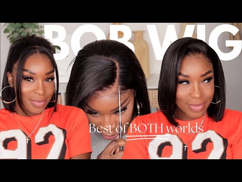 MOST NATURAL GLUELESS -ISH BOB WIG INSTALL | NATURAL EDGES BEGINNER FRIENDLY
