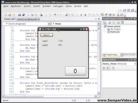 Geistercursor inkl. Mausklick Teil 1 von 2 (Visual Basic 2008 1-61) Part 1
