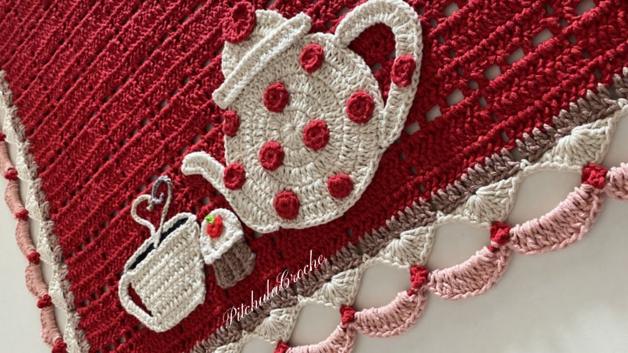 Bule e xícara em Crochê para aplicações