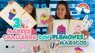 3 MARKER CHALLENGE Con PLUMONES MÁGICOS / DIBUJOS KAWAII ☺️🖍