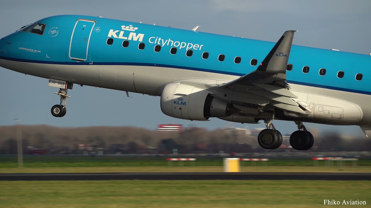 (4K) KLM CITYHOPPER TAKE OFF FROM EHAM 36L | Planspotting