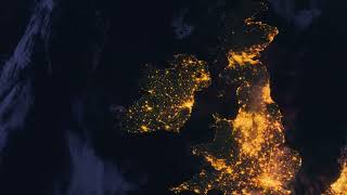Ireland from Space 4K | Night Earth Rotating Zoom In Animation | Free Stock Video