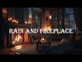 Fireplace & Rain Sounds at Night for Deep Sleep | Cozy Living Room Ambience (7H)