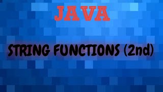 String Functions 02 || Java programming || Indo computers || HINDI