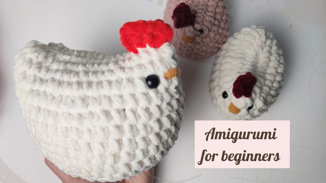 Chicken Crochet easy amigurumi no sew free pattern for beginners slow  tutorial. 