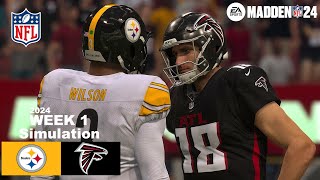 Madden 24 Falcons vs Steelers Week 1 (Madden 25 Updated Roster) 2024-2025 Sim PS5 4K Game Play.