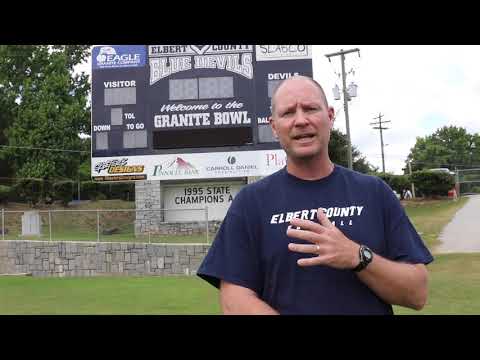 Coach Shannon Jarvis gets ready for the upcoming football season for Elbert County High School