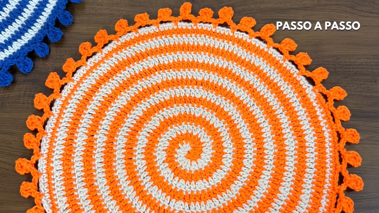SOUSPLAT EM CROCHÊ ESPIRAL - Lindo e Fácil - Americano redondo de crochê - Toalhinha de crochê