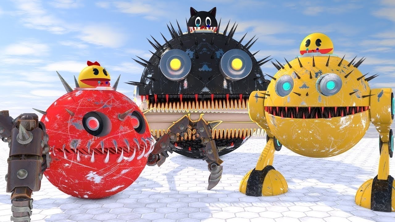 Retro Sci-Fi PACMAN 3D Animation Live | Stylized Mechanical Robots & Low Poly Universe
