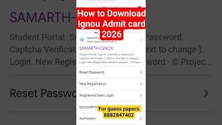 How to download Ignou hall ticket/ Admit card for exams / how to get ignou hall ticket /ignou /short