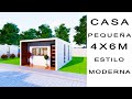 Plano de casa 4x6 metros moderna | Desain Rumah 4x6 | Small house design 4x6