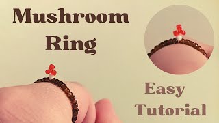 How to make a beaded mushroom ring! easy tutorial for beaded ring