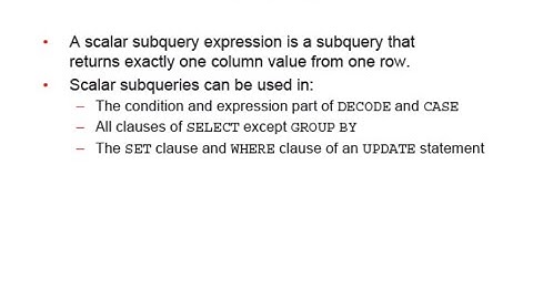 Oracle Database 12c: SQL Workshop - Using scalar subqueries in SQL