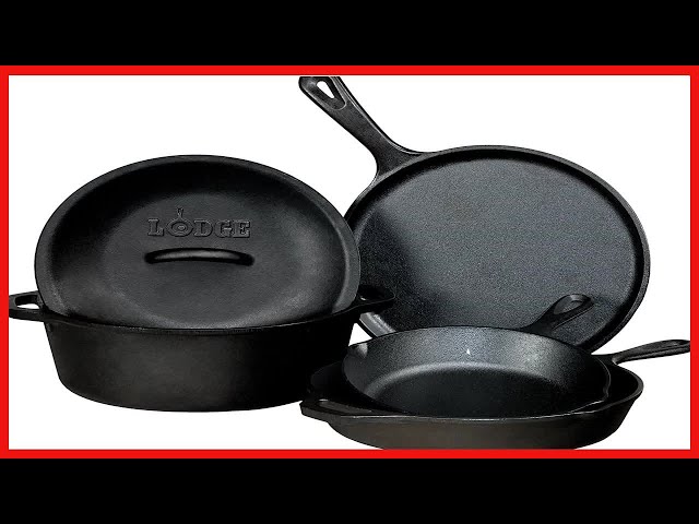 Lodge 5-Piece Pre-Seasoned Cast-Iron Cookware Set, Black