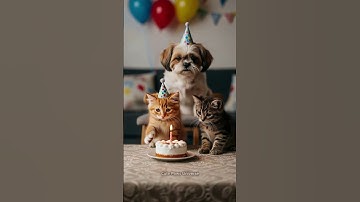 🎉 Cutest Birthday Party Ever! 🐱🐶 Kittens Celebrate with Their Dog Friend | So Adorable 💖 #Shorts