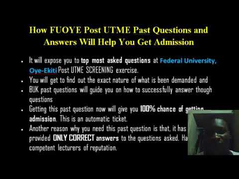 FUOYE Post UTME Past Questions and Answers PDF Download, Oye Ekiti University